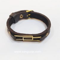 دستبند چرم و پلاک استیل رنگ ثابت (sz13266)