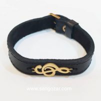 دستبند چرم و پلاک استیل رنگ ثابت (sz13266)